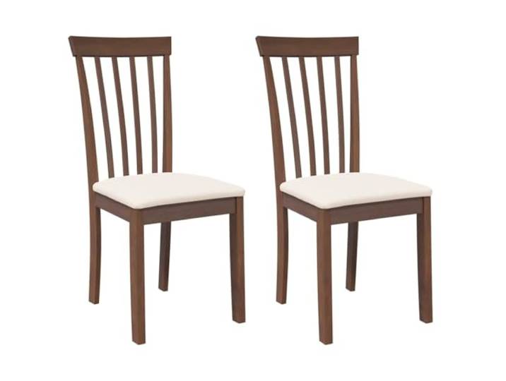 POUFGDR Esszimmerstühle mit Kissen, 2 Stück, Braun, Massivholz, Gummi Massives Gummibaumholz, inklusive Kissen, ergonomische Rückenlehne, Esszimmer, Wohnzimmer, Essen, Entspannung