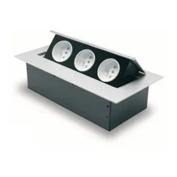 Steckdose 3-fach mit Erdung franz/belg System Typ E Aluminium/Metall GTV AE-PB03GU-53