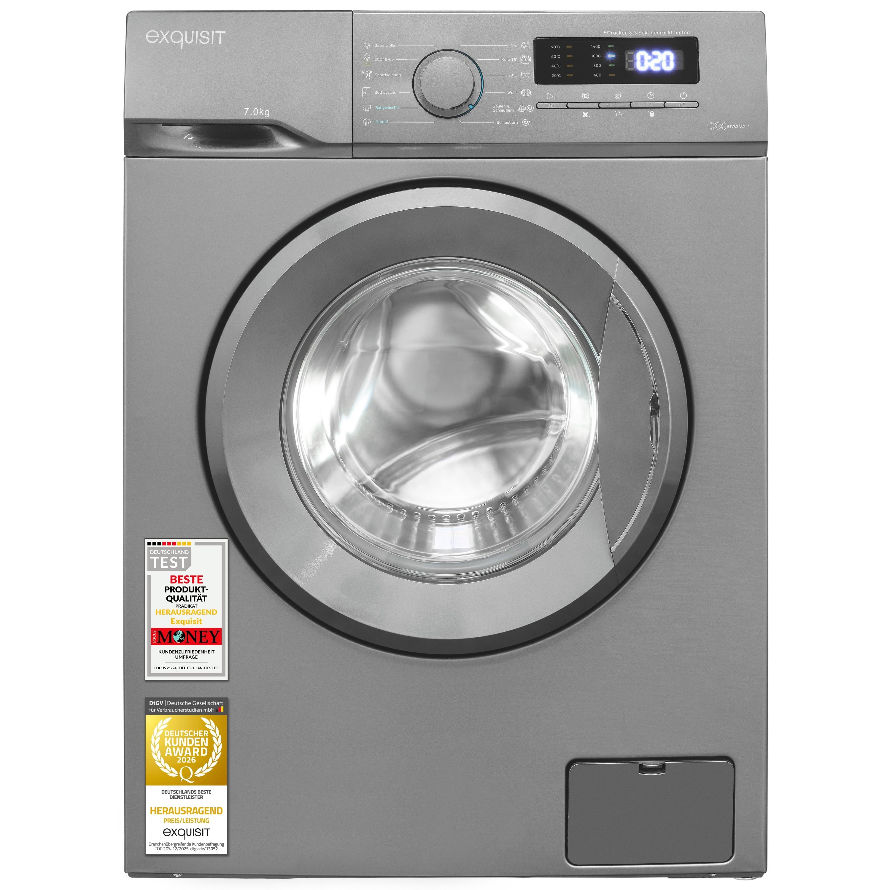 Waschmaschine | WA57014-021A inoxlook-az | 12 Waschprogramme | Schleuderdrehzahl 1400 U/Min | 76 dB | Inoxlook-az | Energieklasse A