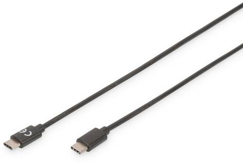 Digitus USB-Kabel USB 2.0 USB-C Stecker, USB-C Stecker 3.00 m Schwarz Flexibel, Folienschirm, Geflechtschirm, Geschirmt, doppelt geschirmt, mit