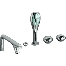 VitrA Istanbul Wannen-Zweigriffarmatur A41813 Ausladung Auslauf 225mm, mit Brausegarnitur, Wannenrandmontage, chrom