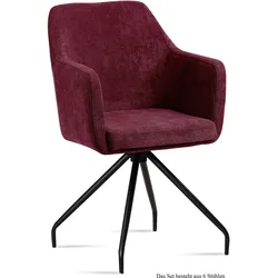 ARMLEHNSTUHL (6er-Set) Dijana 57x87x60 Schwarz/Marsala