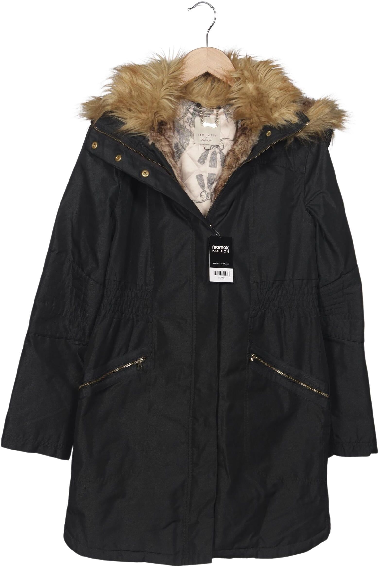 TED Baker Damen Mantel, Schwarz, Gr. EU 36 (Ted Baker 1), Synthetik - Second Hand