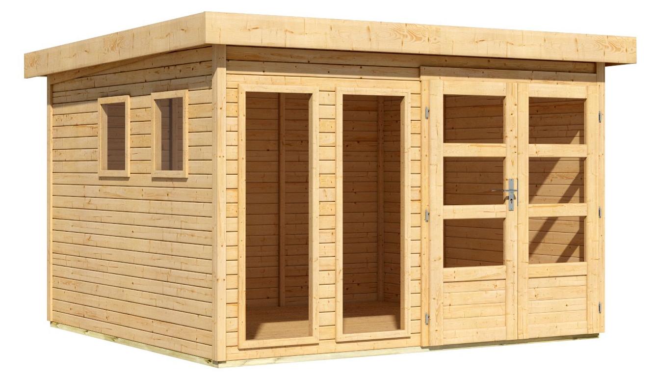 Karibu Gartenhaus Pentus 6 Flachdach mit großen Fenstern, B 302 x T 306 cm
