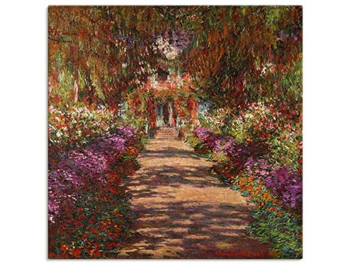 ARTLAND Wanddeko Leinwand Bilder Wandbild Pflanzen Bäume Blumen Weg in Monets Garten in Giverny 1902 Impressionismus Claude Monet T6UD