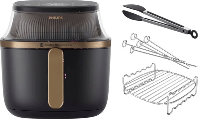 Philips Airfryer XL 3000 Serie NA332/00 met dubbellaagse kookset