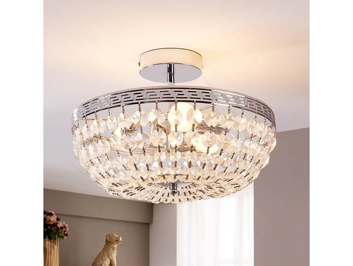 Mondrian Plafonnier Clear/Chrome - Lindby - Couloir - Moderne - Cristal - Semi-encastré