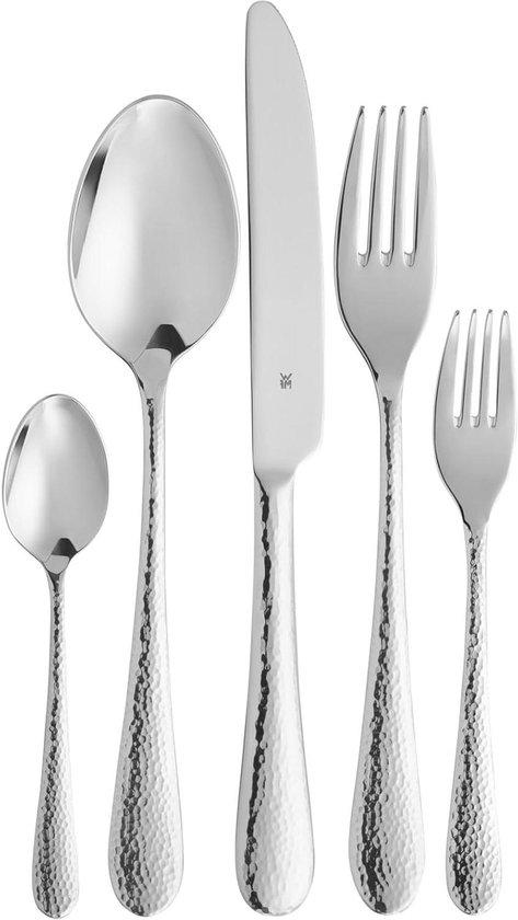 Besteckset, 60-teilig - Servierset - Zum Anrichten von Mahlzeiten - Hammeroptik - Für 12 Personen - Gebürsteter Edelstahl