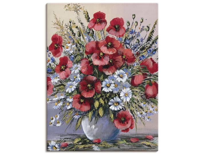 Wandbild ARTLAND Rote Mohnblumen , rot (farbe bild(er): rot), B:45cm H:60cm, Bilder, Wandbild, als Leinwandbild, Poster in verschied. Grössen