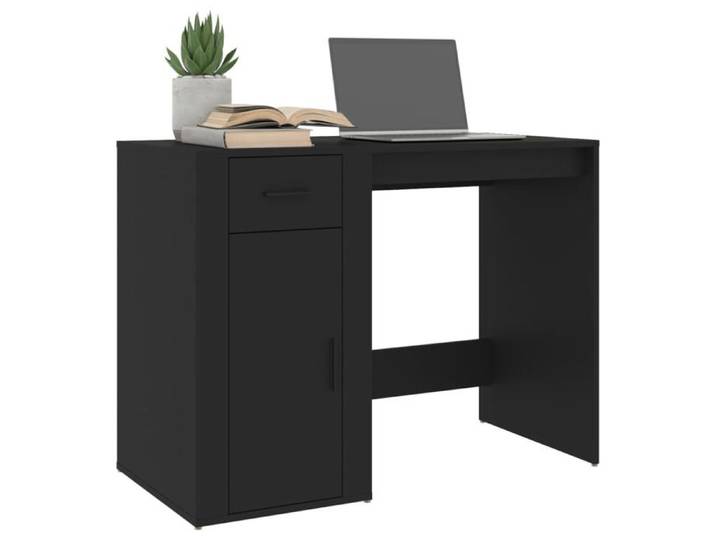 Noir MEUBLE INFORMATIQUE (1 Personne）- Capacité 60 kg - Bureau secrétaire rectangulaire Noir 100x49x75cm - Bois d'ingénierie 3863698