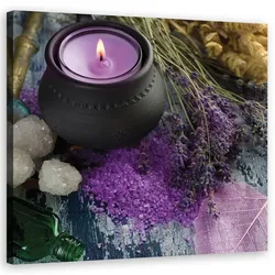 WANDBILD violet zen spa kerze