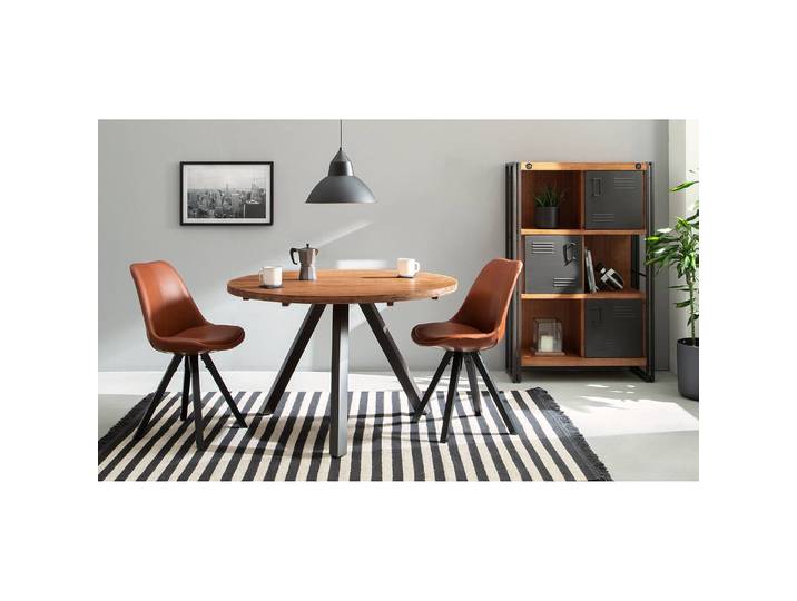 Chaise capitonnée imitation cuir 49 x 85cm Marron Lot de