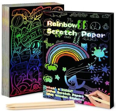 Inspired Finds Dazzling Scratch Painting Interactive Art Kit With Note Cards Parent Child Creative Toy 50pcs