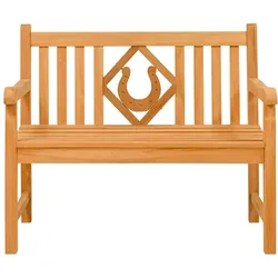 Endorphin, Gartenbank, Premium Teak Gartenbank 120 cm „Modell Raute“ mit Motiv Hufeisen