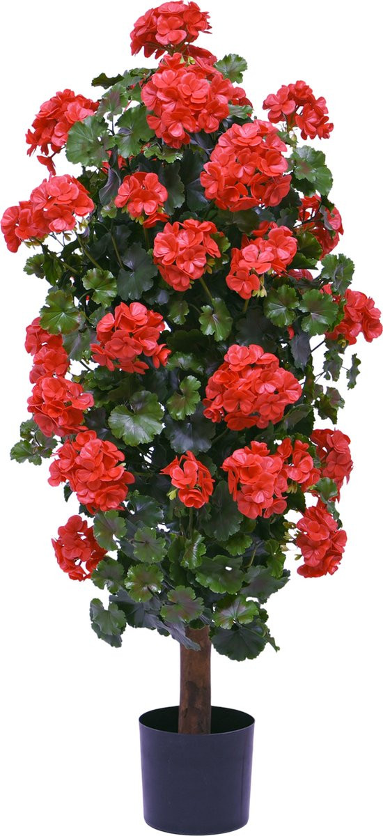 Maxifleur Geranium kolom kunstplant rood, Hoogte: 120 cm