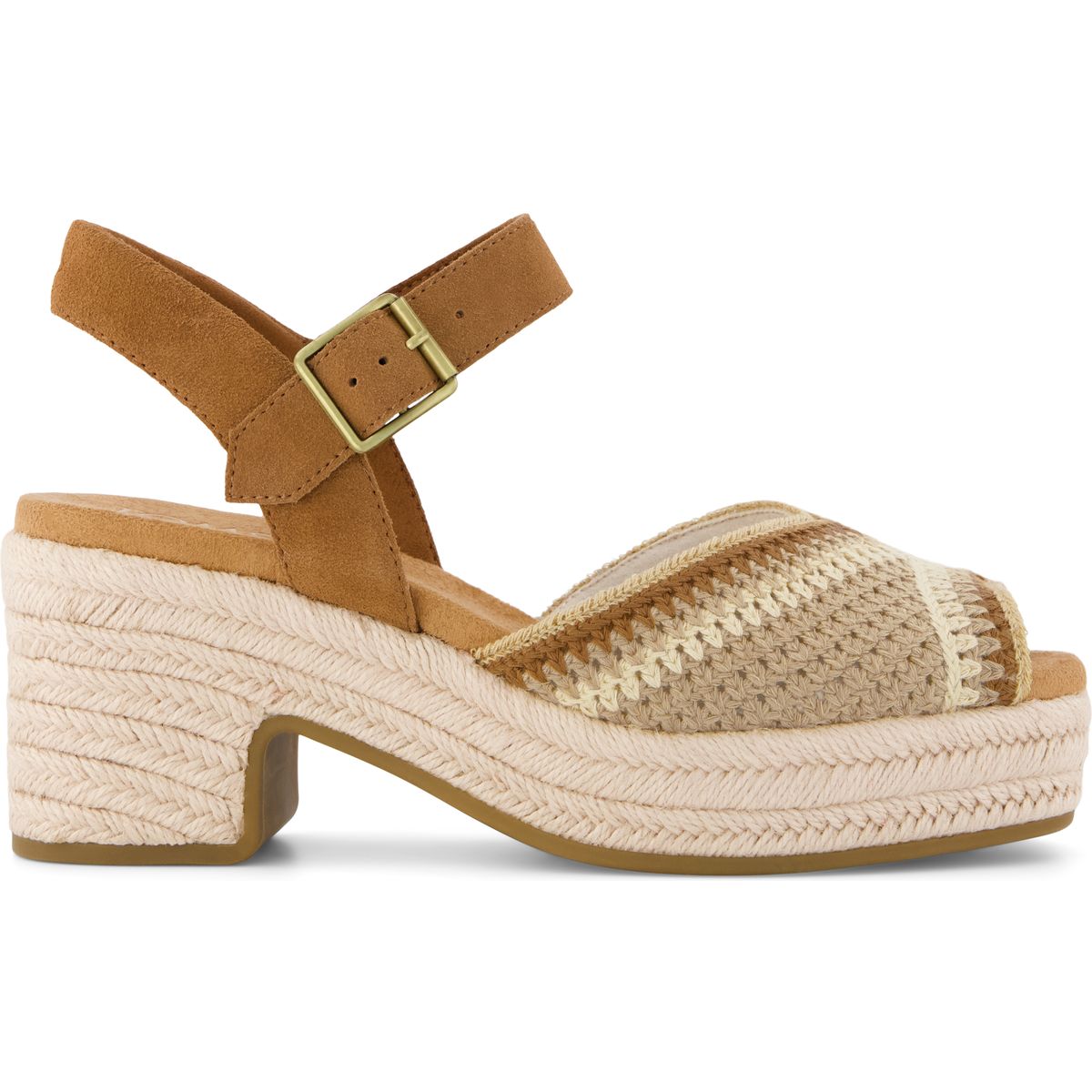 Toms Isla Peep TOE almond multi engineered crochet/suede 38.5 10023107-38.5