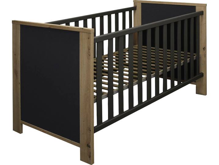 Babybett MÄUSBACHER, schwarz (anthrazit matt, asteiche), B:77cm H:89cm, Holzwerkstoff, Babybetten, Babybett