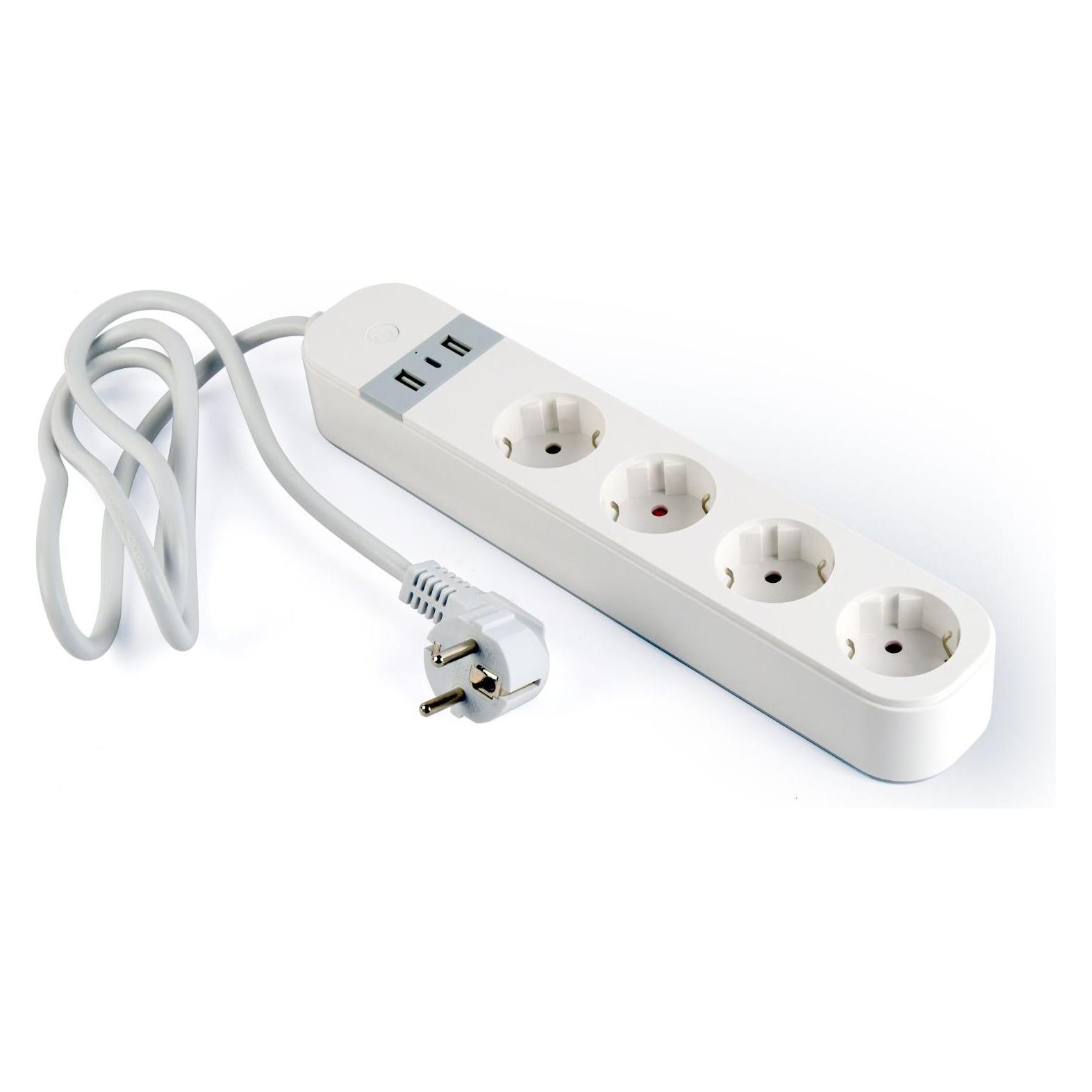 Gembird Smart Steckdosenleiste mit USB-Ladegerät 4 französische Steckdosen Weiss (4x, CEE 7/5, 1.50 m) (TSL-PS-S4U-01-W)