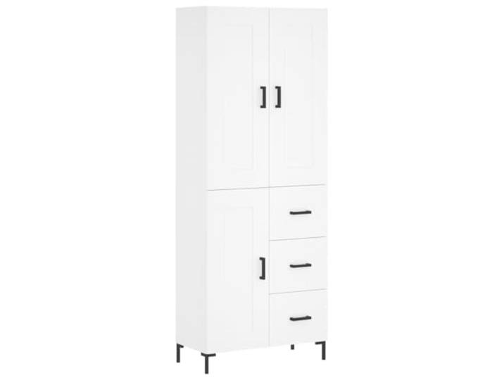 KGFHERENB Highboard Weiß 69,5x34x180 cm Schrank aus Holzwerkstoff 2-tlg Elegantes Highboard in Weiß mit stabilen Metallfüßen und viel Stauraum für Wohnzimmer, Flur oder Schlafzimmer.