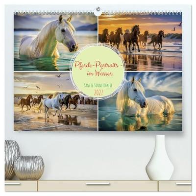 Pferde-Portraits - im Wasser (hochwertiger Premium Wandkalender 2027 DIN A2 quer), Kunstdruck in Hochglanz