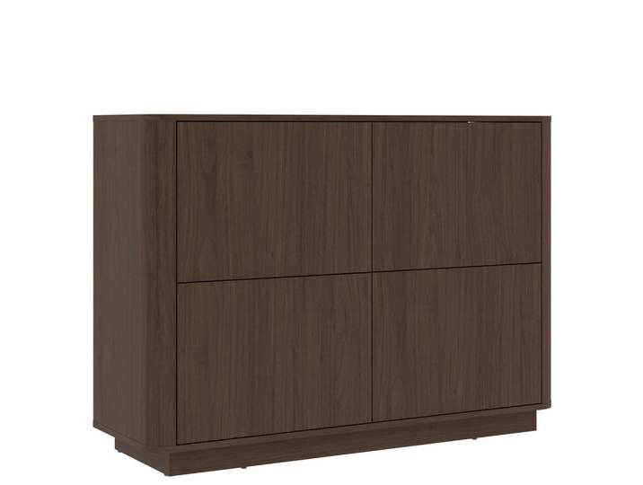 Mid.you Kommode Sand Minimal, Walnussfarben, 2 Fächer, 124.4x89.5x40 cm, stehend, Beleuchtung, Kleinmöbel, Kommoden, Kommoden