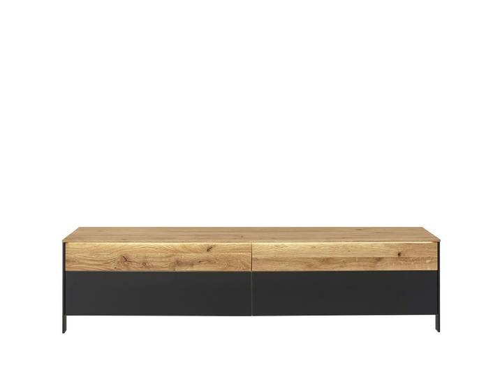 TV Board mit Beleuchtung 200cm 'Boston ' Wildeiche geölt & Glas anthrazit