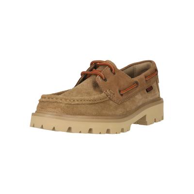Schnürschuh CLARKS "Cleyhill Boat", Damen, Gr. 41,5, hellbraun, Leder, Schuhe Schnürschuh, mit strapazierfähiger Sohle