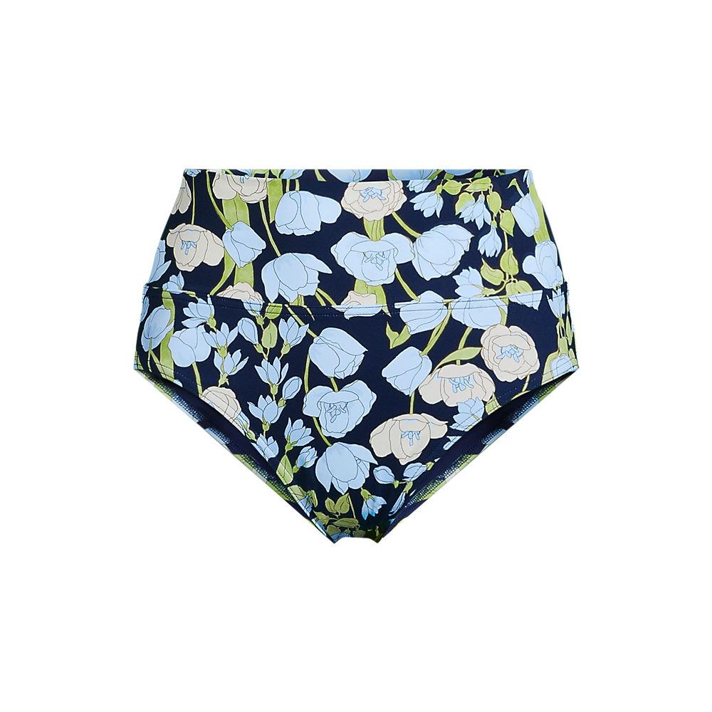 Bikinihose zum Umschlagen, High Waist, für Damen, Damen, size: regular, Blau, Nylon-Mischung, by Lands' End