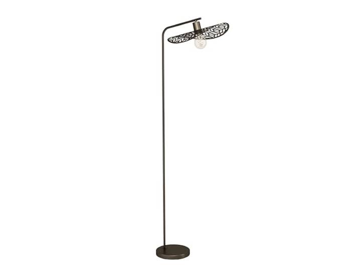 Eglo Lampadaire Swaby\, lampe de salon bohème sur pied\, luminaire avec abat-jour incurvé\, éclairage salon acier bronze\, douille E27