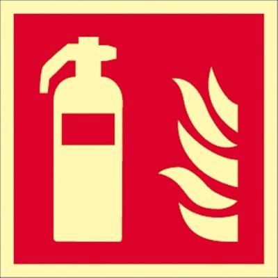Aufkleber Feuerlöscher ISO 7010, Folie, langnachleuchtend, 160-mcd, 100x100 mm