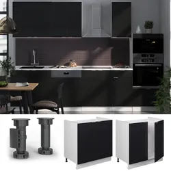 Vicco Spülenunterschrank Fame-Line Weiß Schwarz gestreift 80 cm ohne Arbeitsplatte