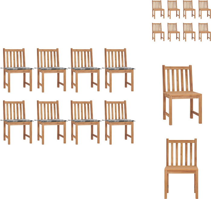 vidaXL Gartenstühle 8 Stk. mit Kissen Massivholz Teak - Gartenstühle