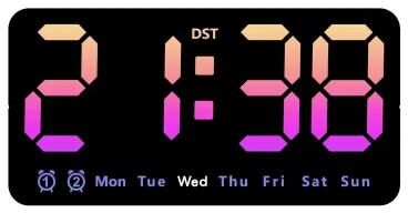 Uplift Picks Voice Control Digital Wall Clock Large LED Display With Temperature And Dual Alarm colorful Pink