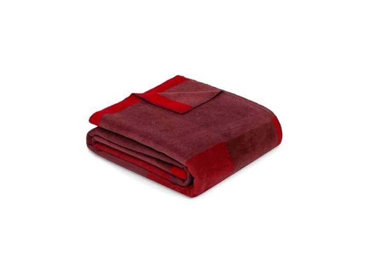 Ibena Ravello Decke 150x200 cm - Baumwollmix weich, warm & waschbar, Kuscheldecke rot mit tollem Muster