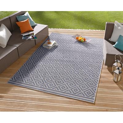 Teppich HANSE HOME "Raute" Gr. 4, blau, B:160cm H:8mm L:230cm, Kunstfaser, Teppiche, Teppich, In-& Outdoor, Wetterfest, Balkon, Läufer, Wohnzimmer, Terrasse, Raute