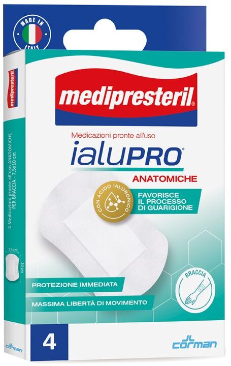 CORMAN SpA Medipresteril Ialupro Medicazioni Anatomiche per Braccia 7,5x10cm 4 Pezzi - Cura Avanzata per le Tue Braccia