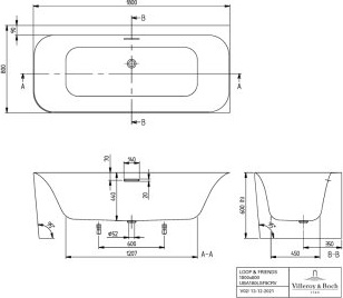 Villeroy & Boch UAE180LSFRA2V01 Vorwand-BW Loop&Friends 180LSFRA2