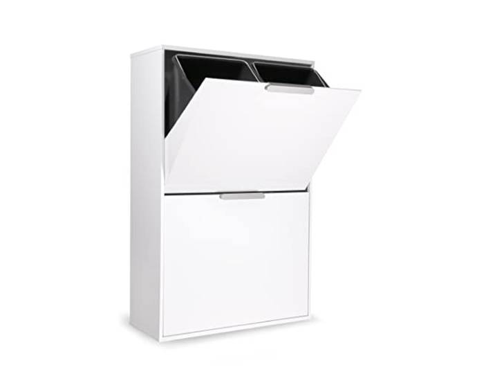 ARREGUI Ecoclas CR601-E Mülltrennsystem aus Stahl 4 Fächer Mülleimer für die Küche 4x17L (68L) 4 Fach Abfalleimer Herausnehmbare Inneneimer + Griff Recycling Schrank für Mülltrennung weiß