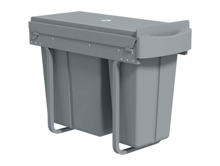 Homcom Einbaumülleimer Kunststoff Metall Grau, 26x40.8x52 cm, Haushalt & Reinigung, Reinigung, Mülleimer & Abfallsammler