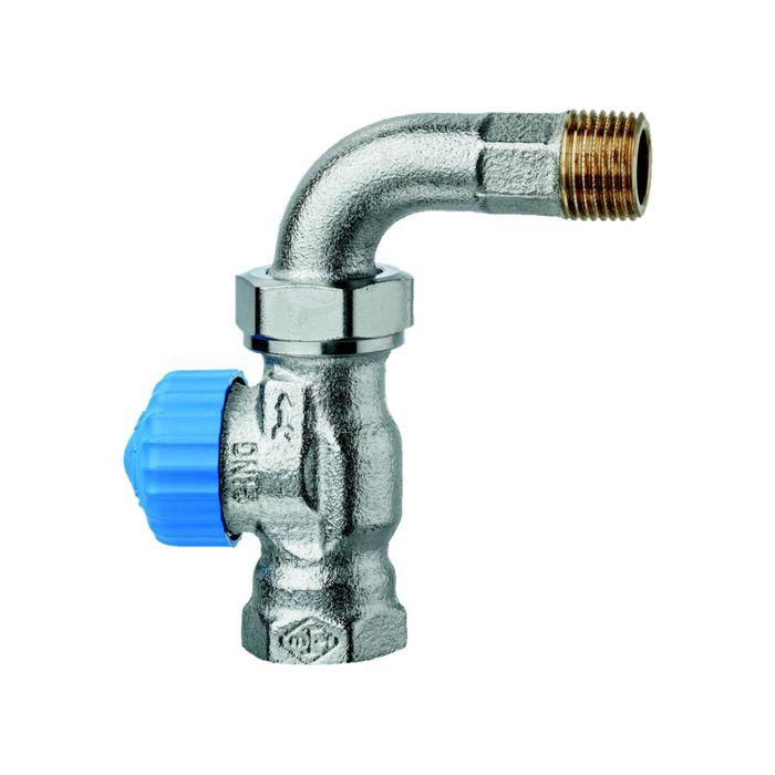Heimeier Thermostat-Ventilunterteil Durchgang, 1/2", Bogenverschraubung