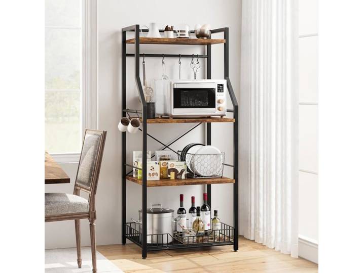 Étagère murale - HOERFURIY - 60x40x130 cm - 4 étagères - Métal - Marron