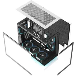 Darkflash Tech DarkFlash F1 ATX-Gehäuse + 6 Lüfter (weiss) (ATX, mATX, Mini-ITX), PC Gehäuse, Weiss