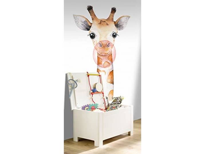 Rasch Tapete 253306 Fototapete Kinderzimmer mit bunter Giraffe; Kinderzimmer-Tapete aus der Kollektion Bambino XIX, 2,80m x 1,50m (LxB)