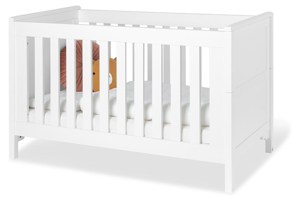Pinolino Kinderbett Chalet weiß 140x70 cm umbaubar mit Schlupfsprossen und höhenverstellbar
