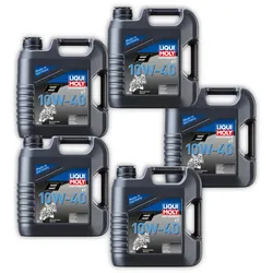 5x Motoröl LIQUI MOLY 3046 Motorenöl Motorbike 4T 10W-40 Motorrad Mineralisch Öl 4L