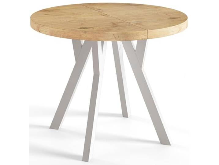 Esstisch Ausziehbar Ovo, 100-200cm, Stabile Beine, Lancelot Runder Tisch, Moderner Design, Wohnzimmertisch und Küchentisch, Stabile Konstruktion, Weiße Beine
