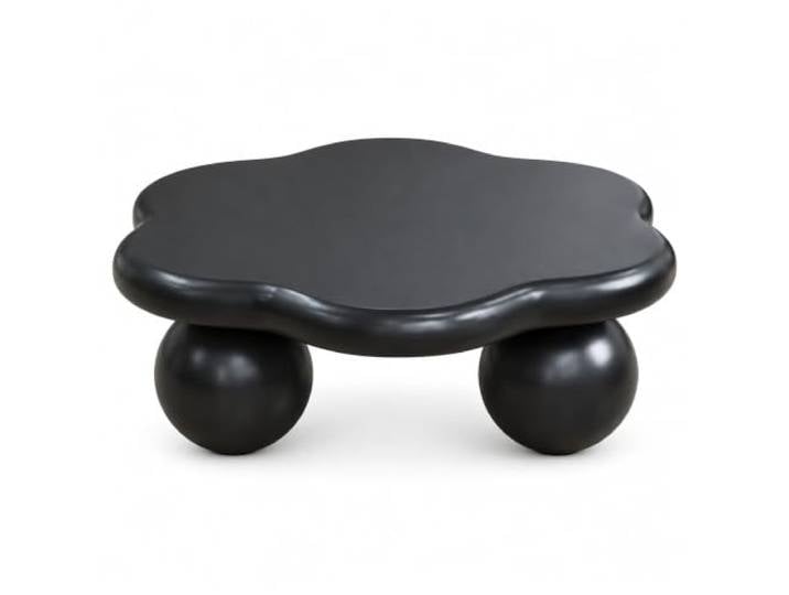 Jastoery Matt-Schwarzer Wolken-Couchtisch Ø79cm Kugelfuß abgerundete Kanten, wasserabweisendes MDF, leicht (11,65 kg), Tragkraft 90 kg, Ideal für kleine Wohnungen & Balkone