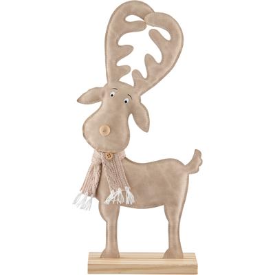 Dekoobjekt CREATIV HOME "Hirschfigur", hellbraun, B:17cm H:38cm T:5,5cm, Dekofiguren, mit Strick-Schal-Applikation