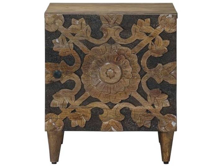 KTHLBRH Nachttisch aus Mangoholz, massiv, braun, 40 x 33,5 x 46 cm Kompaktes Design für das Schlafzimmer, einzigartige Maserung, einfache Wartung, Montage erforderlich