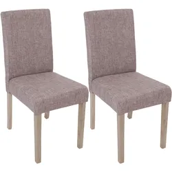 2er-Set Esszimmerstuhl Littau, Stuhl Küchenstuhl ~ Textil, grau, Beine Struktur - Eiche